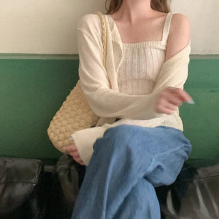 Sleeveless cardigan set