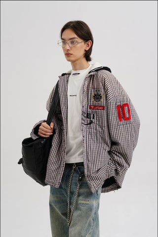 [MASONPRINCE] Plaid Hooded Shirt Jacket