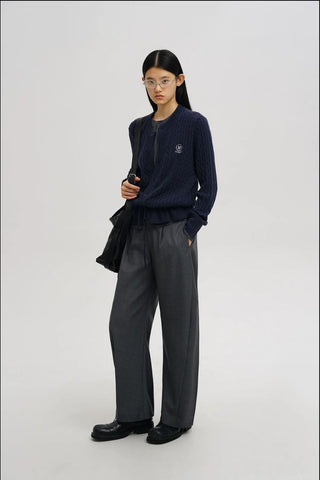 [MASONPRINCE] Two-Tone Cable Knit Cardigan