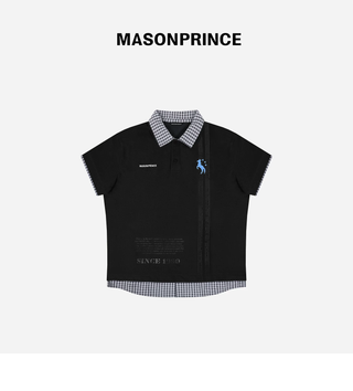 [MASONPRINCE] Checkered Collar Layered Polo