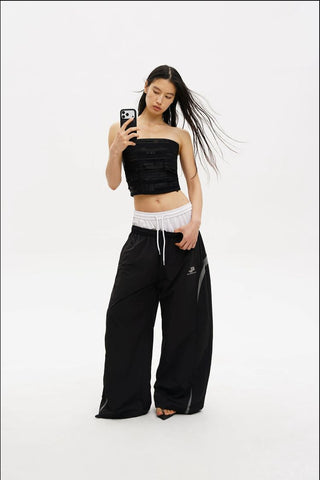 [MASONPRINCE] Deconstructed Wide Leg Track Pants