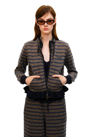 [Moromoro2] Tencel Linen Striped  Sweatshirt/Pants