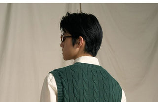 [CULTUM] Pima Cotton Cable Knit Sweater Vest