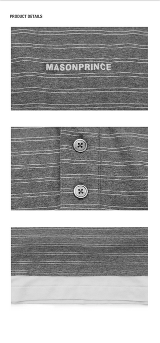 [MASONPRINCE] Faux two-piece Striped Polo Shirt