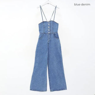 Denim bustier jumpsuit