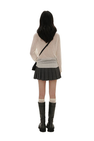 [moromoro2] Striped Polo Knit Top