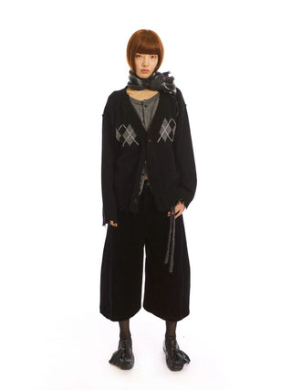 [NeverSeez] Flocked Cropped Wide Leg Jeans