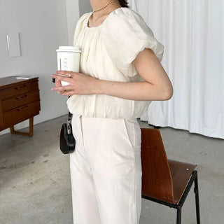 Chiffon shirred blouse