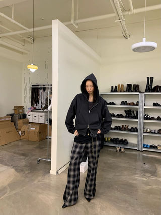 NEVERSEEZ Plaid Loose Fit Trousers