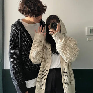 Unisex Mesh Hooded Zip-Up