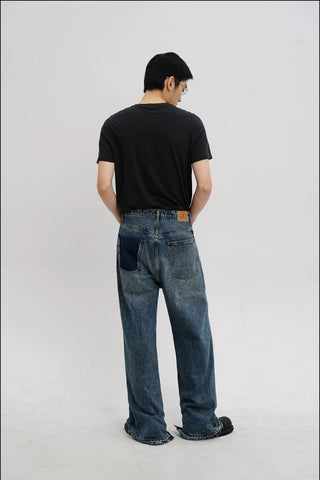 [MASONPRINCE] Distressed High-Waist Denim Jeans