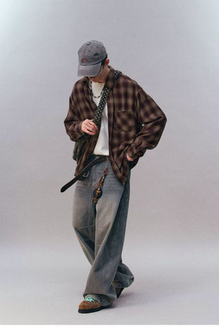 [Monterest] Oversized Yarn-Dyed Plaid Shirt