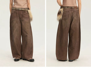 [Monterest] Washed Curved Seam Wide Leg Pants