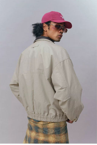 [Monterest] Washed Cotton Work Jacket with Leather Collar