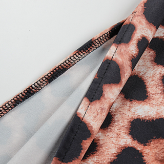 Leopard print hollow out self tie halter slit cut out maxi dress