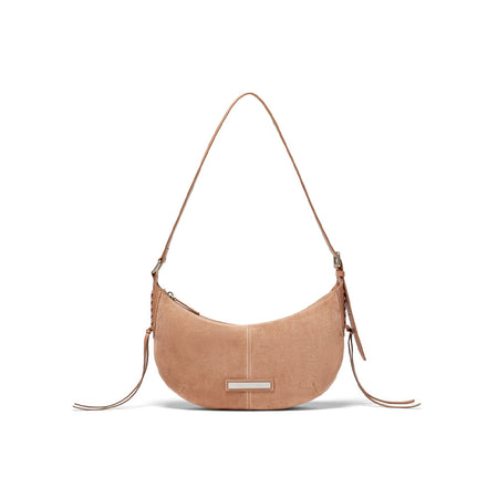 HALF MOON SUEDE LEATHER HOBO BAG IN INDIAN PINK