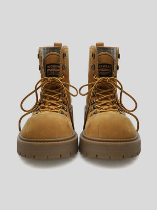 [MASONPRINCE] Scottish Plaid Collar Workwear Boots