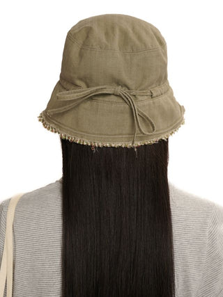 [moromoro2] Distressed Bow Bucket Hat