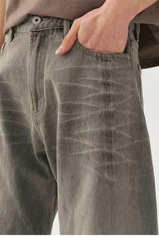 [Monterest] 3D Curved Wide Leg Washed Jeans
