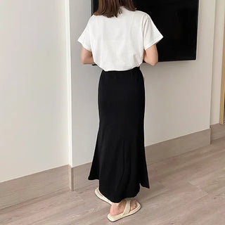 mue ribbed slit skirt