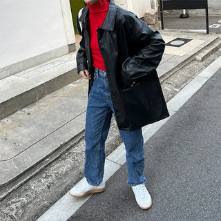 Long leather jacket