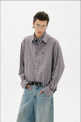 [MASONPRINCE] Layered Plaid Cotton Blend Shirt