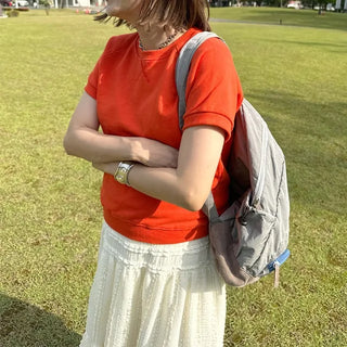 Raglan short-sleeved sweatshirt