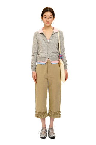 [Moromoro2] Contrast Collar Layered Knit  Cardigan
