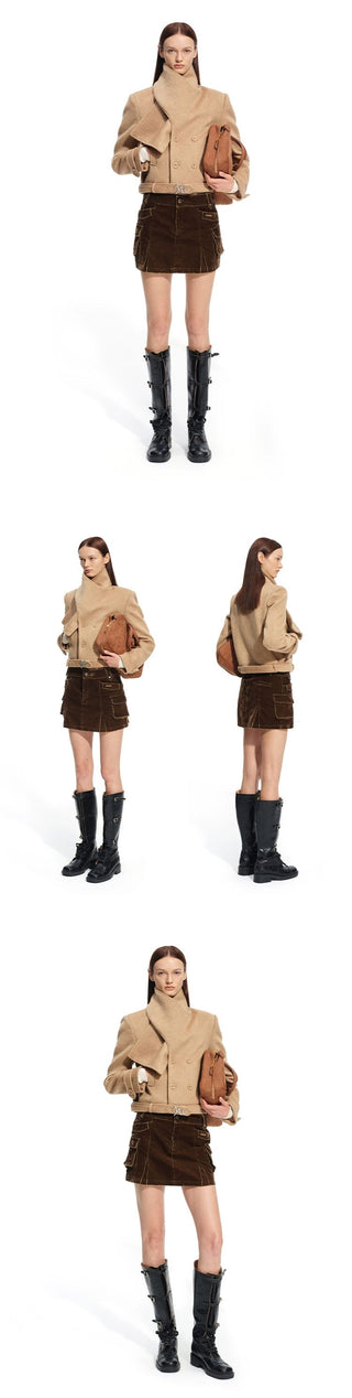 [NOTAWEAR] Washed Corduroy Cargo Mini Skirt