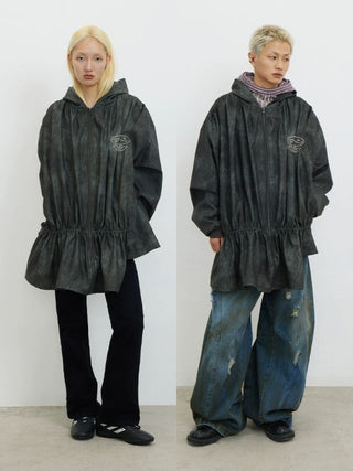 CONP Peplum Leather Jacket (Gray)