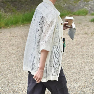 Lace half-sleeve shirt