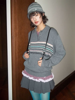 [Moromoro2] Wool Polo Knit Sweater
