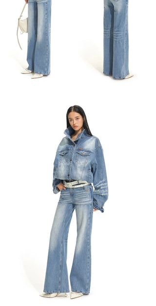 [NOTAWEAR] Washed Denim Cropped Jacket