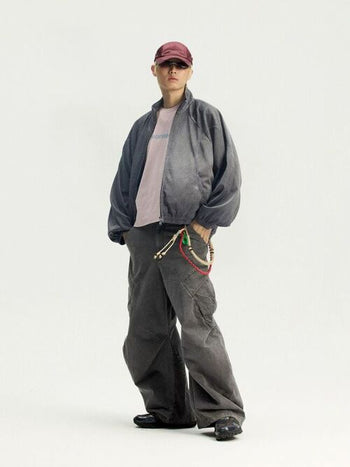 [Monterest] Washed Mesh Oversized Track Jacket