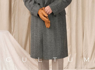 [CULTUM] Heavyweight Wool Herringbone Polo Coat