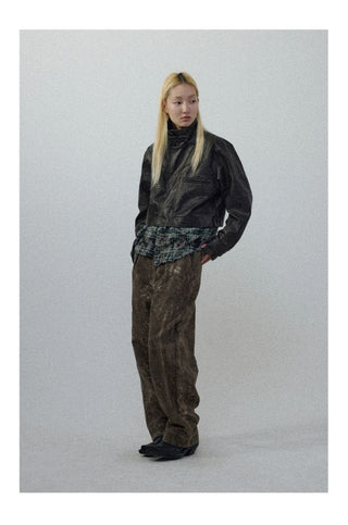 CONP Patchwork Leather Jacket (Dark Brown)