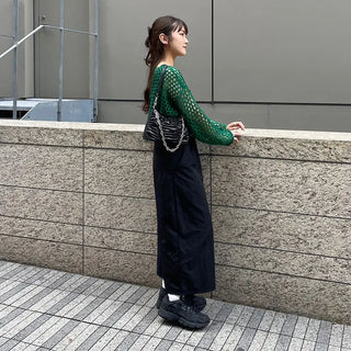 Net-knit cropped sweater