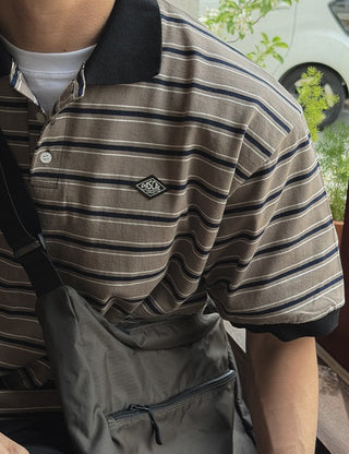 PASCAL Striped Collared Short Sleeve Tee (2 colors)