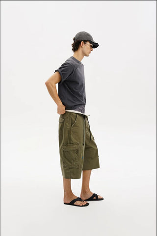 [MASONPRINCE] Distressed Cargo Capri Shorts