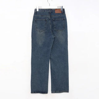 Brushed wide denim pants
