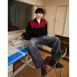 Washed balloon denim pants