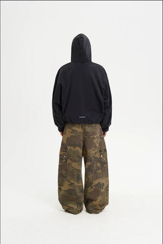 [MASONPRINCE] Boxy-Fit Hooded Zip-Up Cardigan