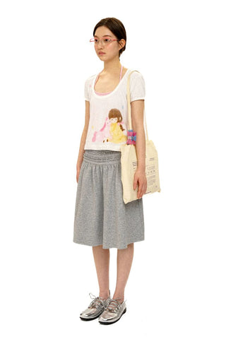 [Moromoro2] Girl & Horse Print Layered Tee  Set