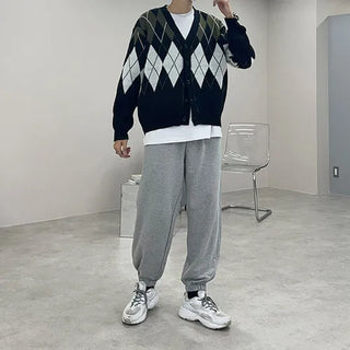 Argyle knit cardigan
