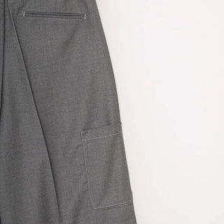 Stitched pintuck wide slacks