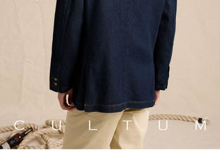 [CULTUM] Lyocell Denim Double-Breasted Blazer