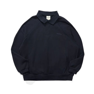 [Monterest] Relaxed Fit Polo Collar Knit Sweatshirt