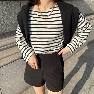Basic striped long-sleeved T-shirt