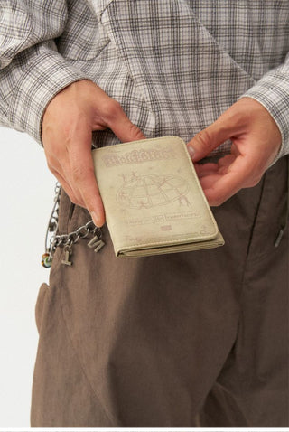 [Monterest] PU Leather Tri-Fold Passport Wallet with Chain