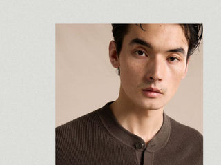 [CULTUM] Cotton Henley Neck Relaxed Knit Top